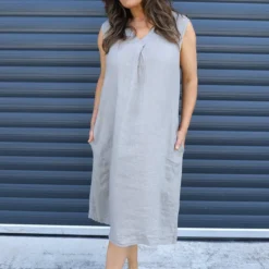 Everly Sleeveless Linen Dress Mocha