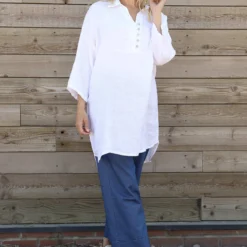 Tarna Button Linen Tunic White