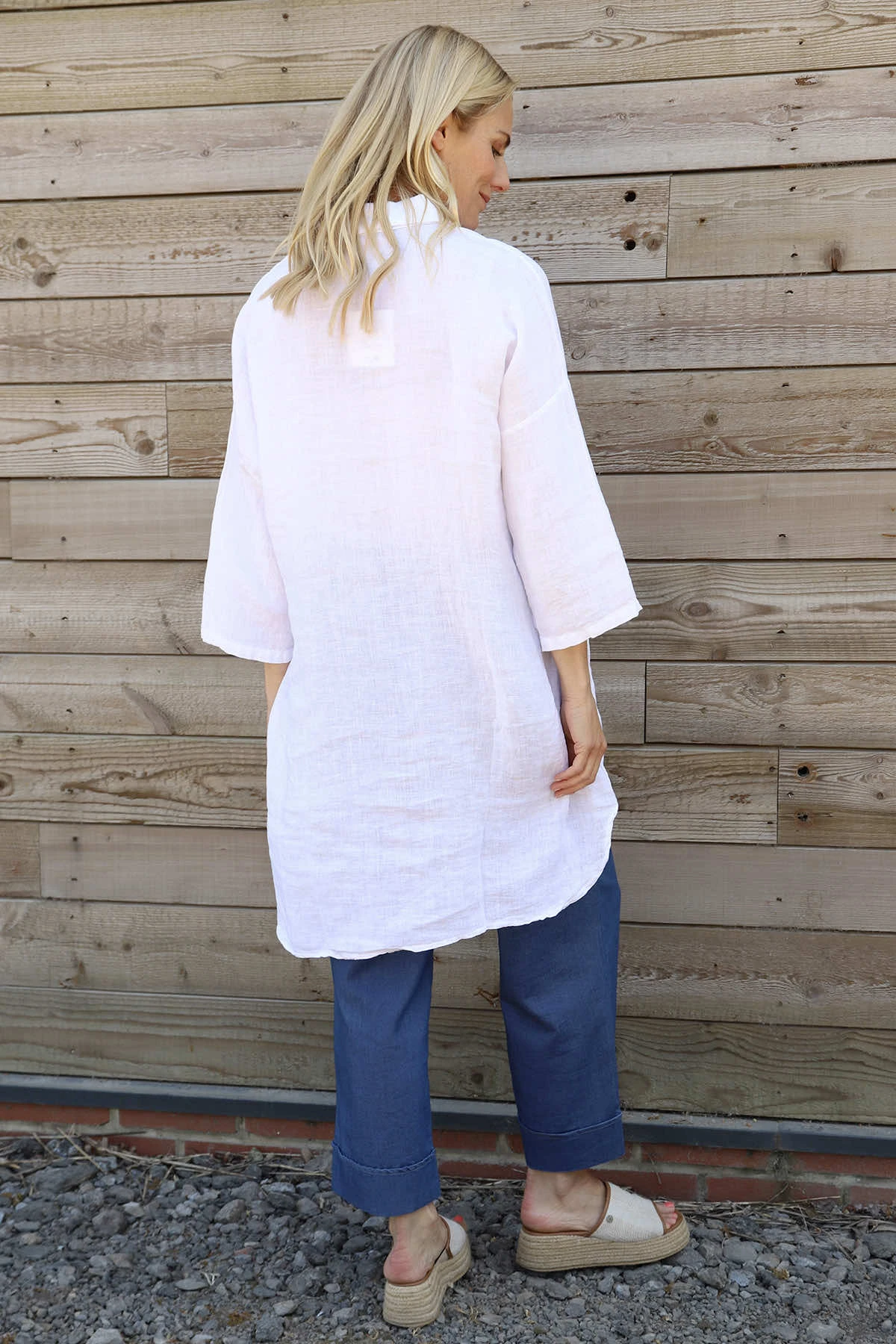 Tarna Button Linen Tunic White 6 Tarna Button Linen Tunic White - Image 4