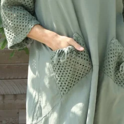 Cadie Crochet Detail Linen Dress Khaki -Kitandkaboodal Store IMG 2553 4bc02cbe ed02 4e48 8705 fa3e8d3498be