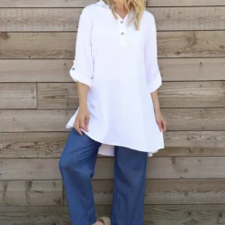 Rhiannon Crinkle Cotton Tunic White