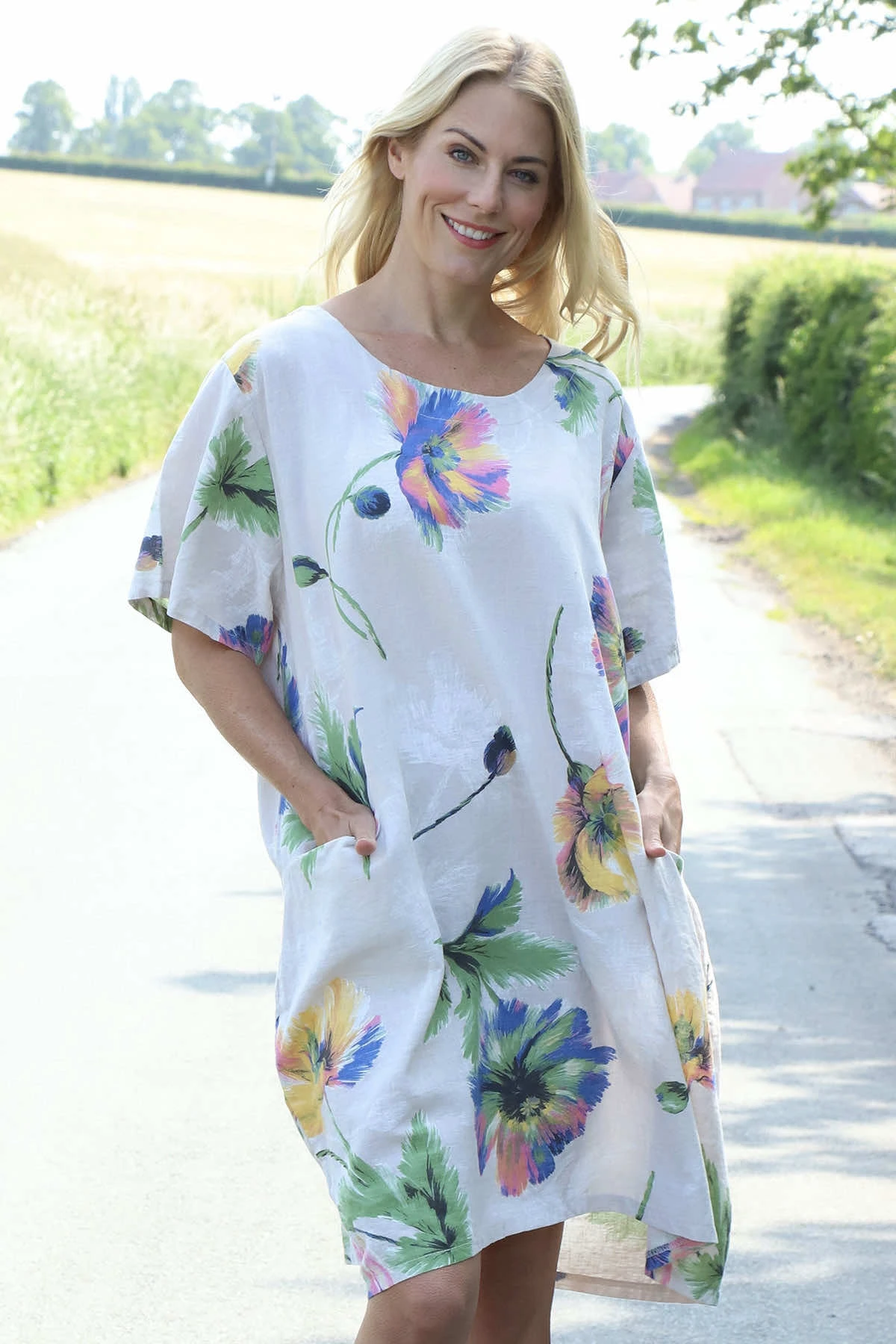 Milana Print Linen Dress Stone 4 Milana Print Linen Dress Stone - Image 2