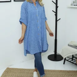 Martza Stripe Cotton Shirt Cobalt -Kitandkaboodal Store IMG 25902
