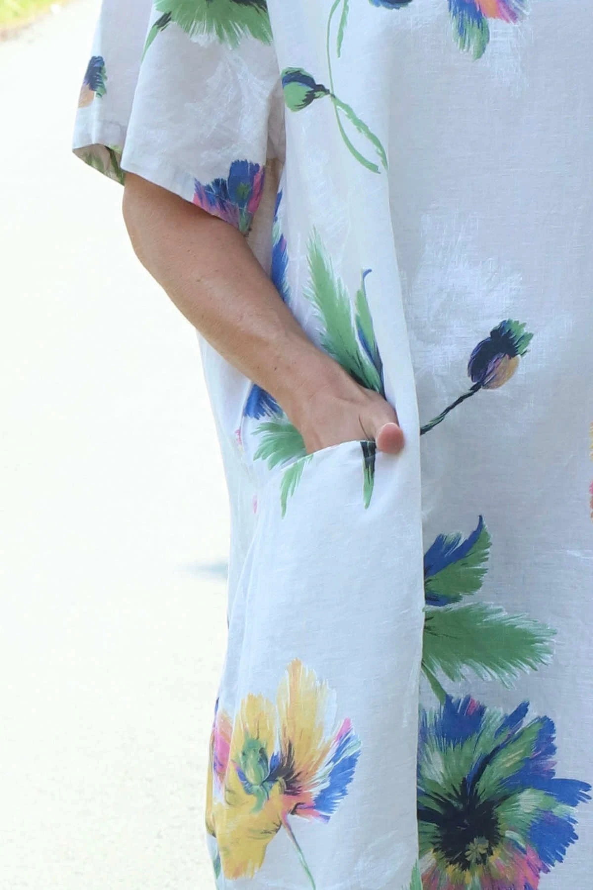 Milana Print Linen Dress Stone 5 Milana Print Linen Dress Stone - Image 3