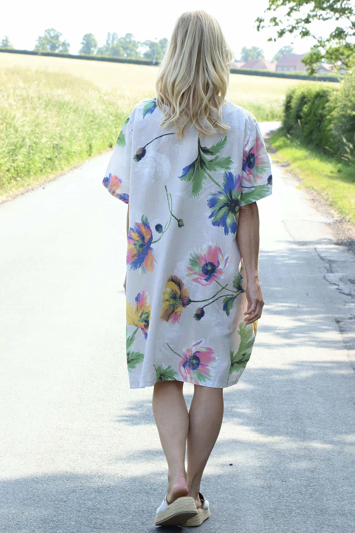 Milana Print Linen Dress Stone 6 Milana Print Linen Dress Stone - Image 4