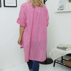 Martza Stripe Cotton Shirt Fuchsia 8 Martza Stripe Cotton Shirt Fuchsia -Kitandkaboodal Store IMG 2616 540d2f12 1695 4a4c af06 afb898f3e022