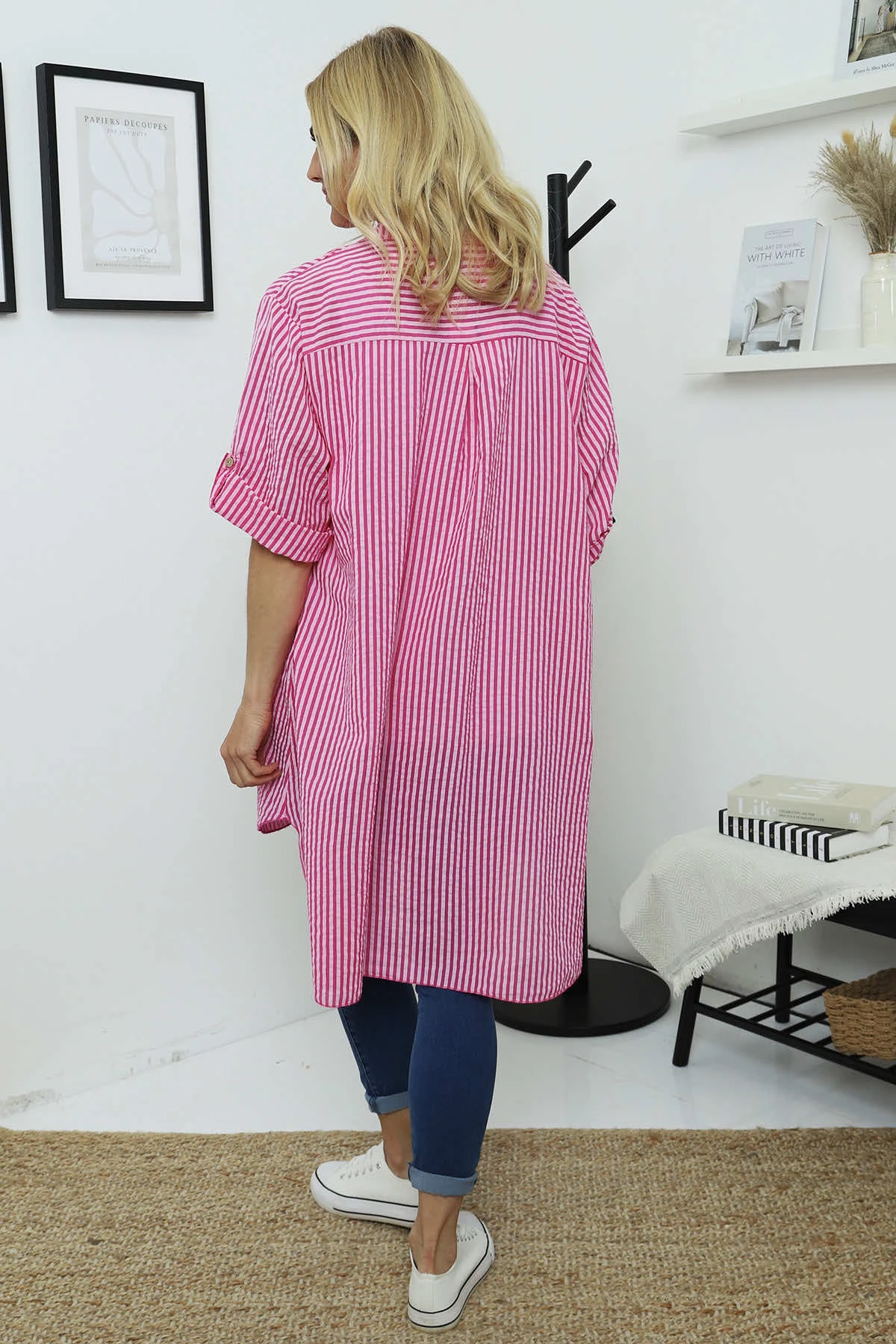Martza Stripe Cotton Shirt Fuchsia 5 Martza Stripe Cotton Shirt Fuchsia - Image 4
