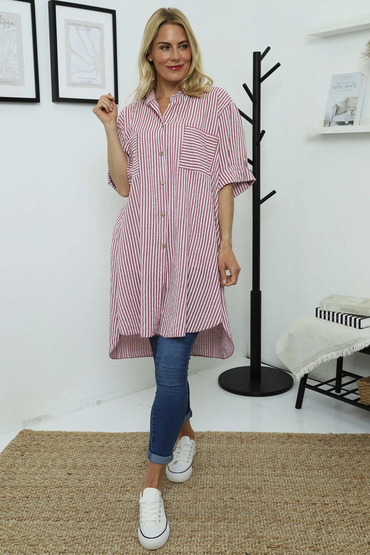 Martza Stripe Cotton Shirt Grape 4 Martza Stripe Cotton Shirt Grape - Image 2