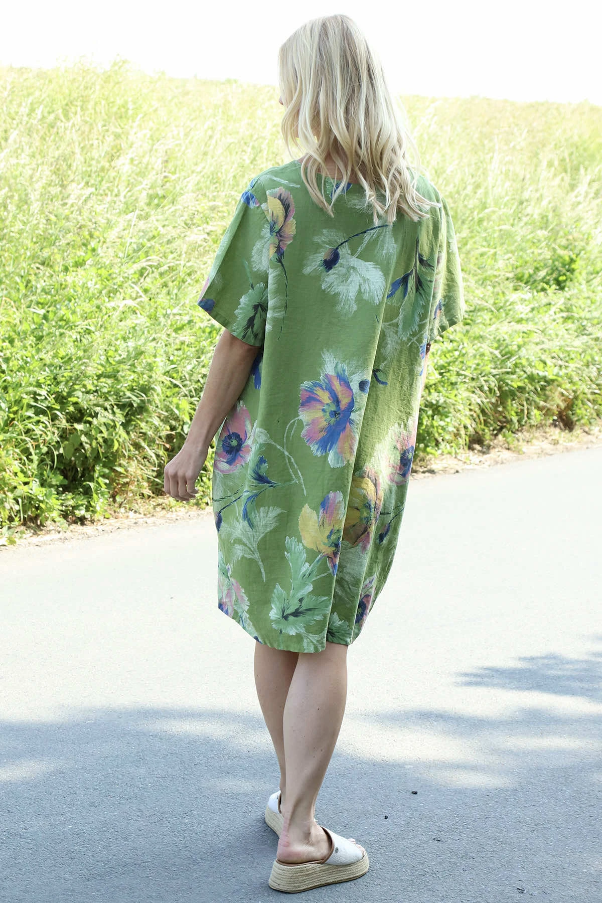 Milana Print Linen Dress Olive 6 Milana Print Linen Dress Olive - Image 4
