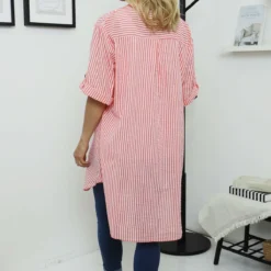 Martza Stripe Cotton Shirt Coral 9 Martza Stripe Cotton Shirt Coral -Kitandkaboodal Store IMG 2642 c16bb6e7 de54 43ea a516 e89039a8b423