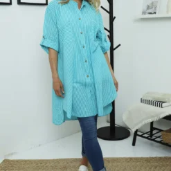 Martza Stripe Cotton Shirt Aqua -Kitandkaboodal Store IMG 2652 67c8d83e 0879 4348 ac85 3b6d0b307eaf