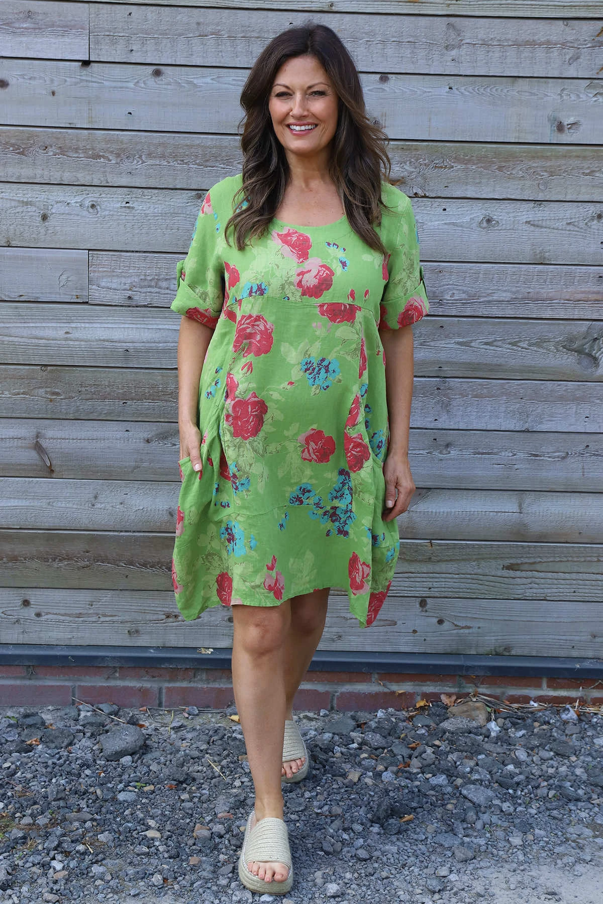 Jolee Floral Print Linen Dress Green 3 Jolee Floral Print Linen Dress Green