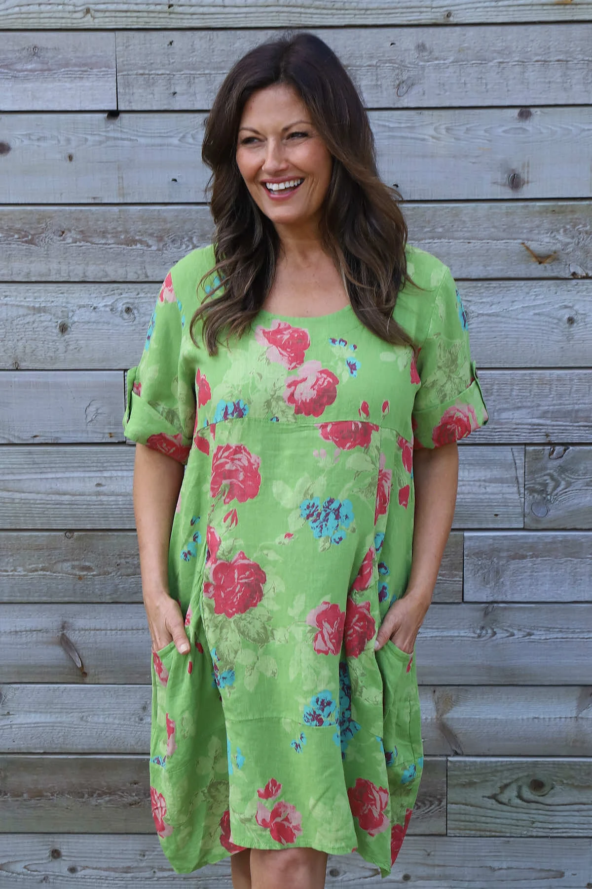 Jolee Floral Print Linen Dress Green 4 Jolee Floral Print Linen Dress Green - Image 2