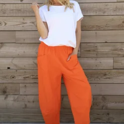 Primrose Linen Trousers Orange