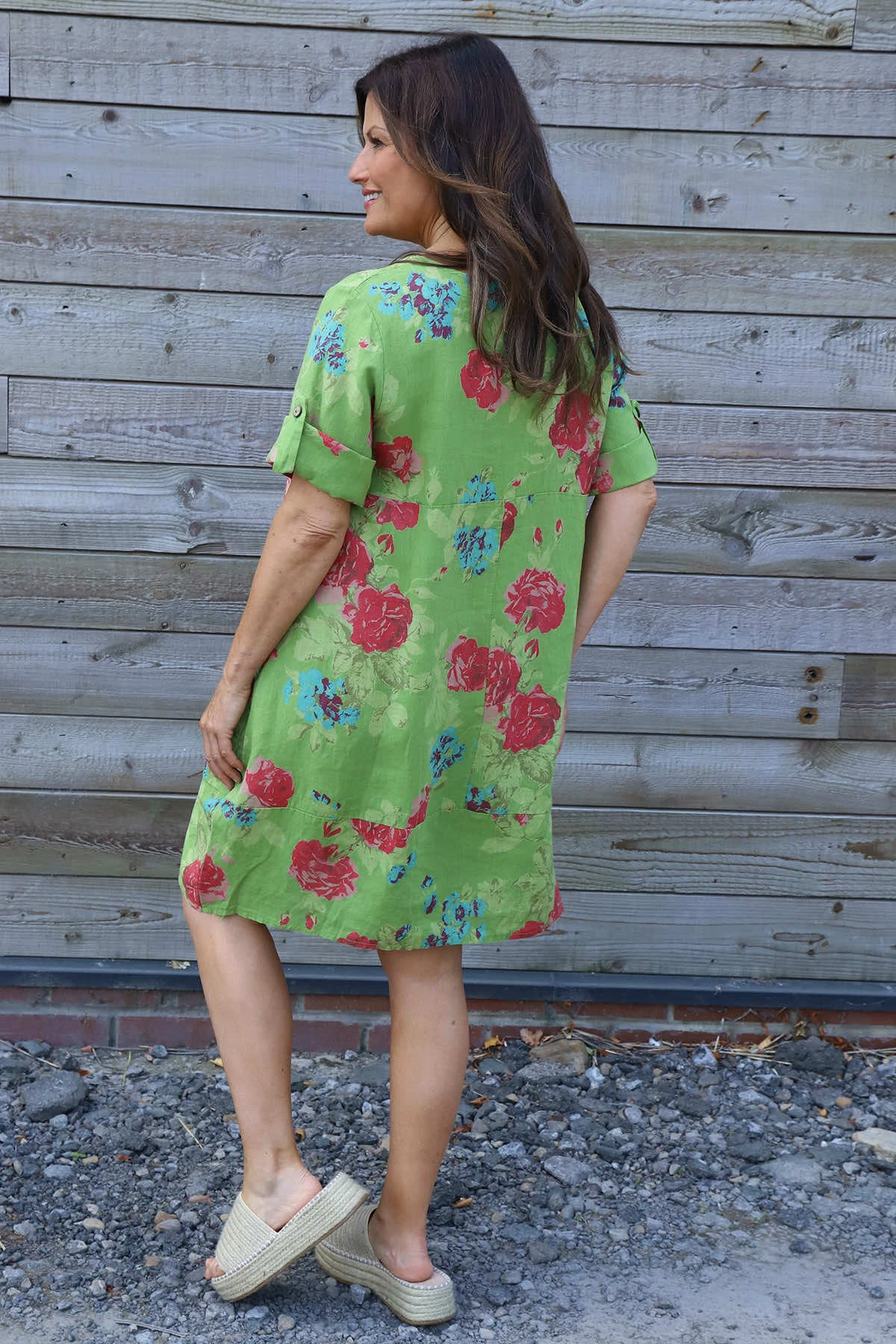 Jolee Floral Print Linen Dress Green 6 Jolee Floral Print Linen Dress Green - Image 4