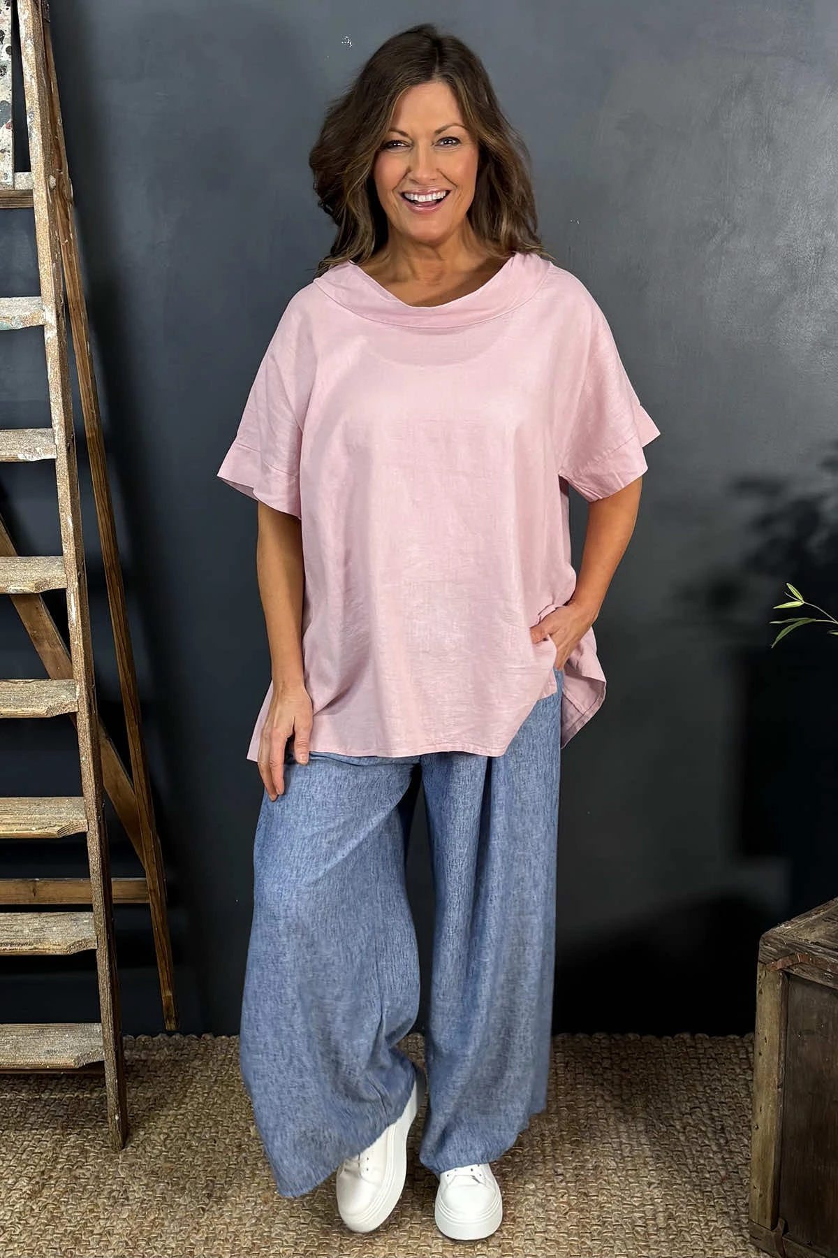 Baines Linen Top Pink 4 Baines Linen Top Pink - Image 2