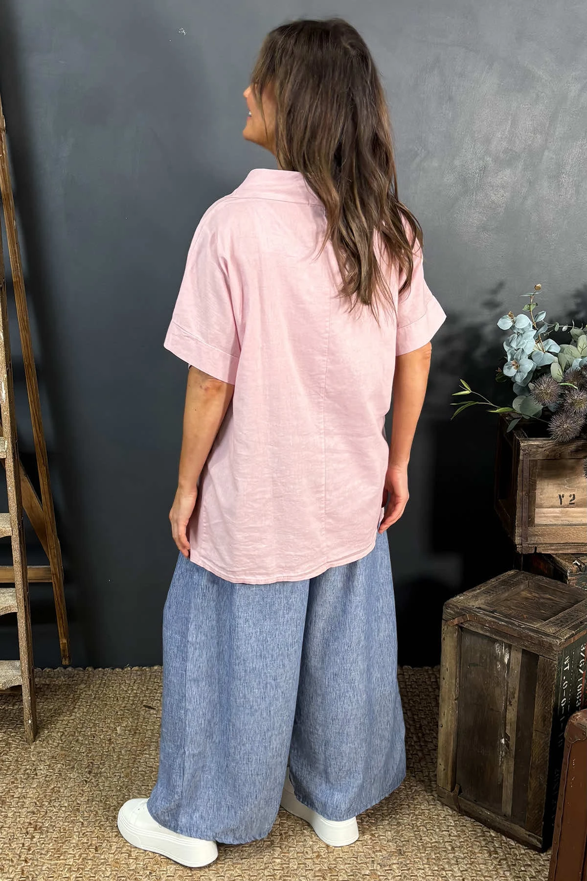 Baines Linen Top Pink 6 Baines Linen Top Pink - Image 4