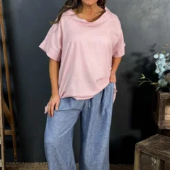 Baines Linen Top Pink