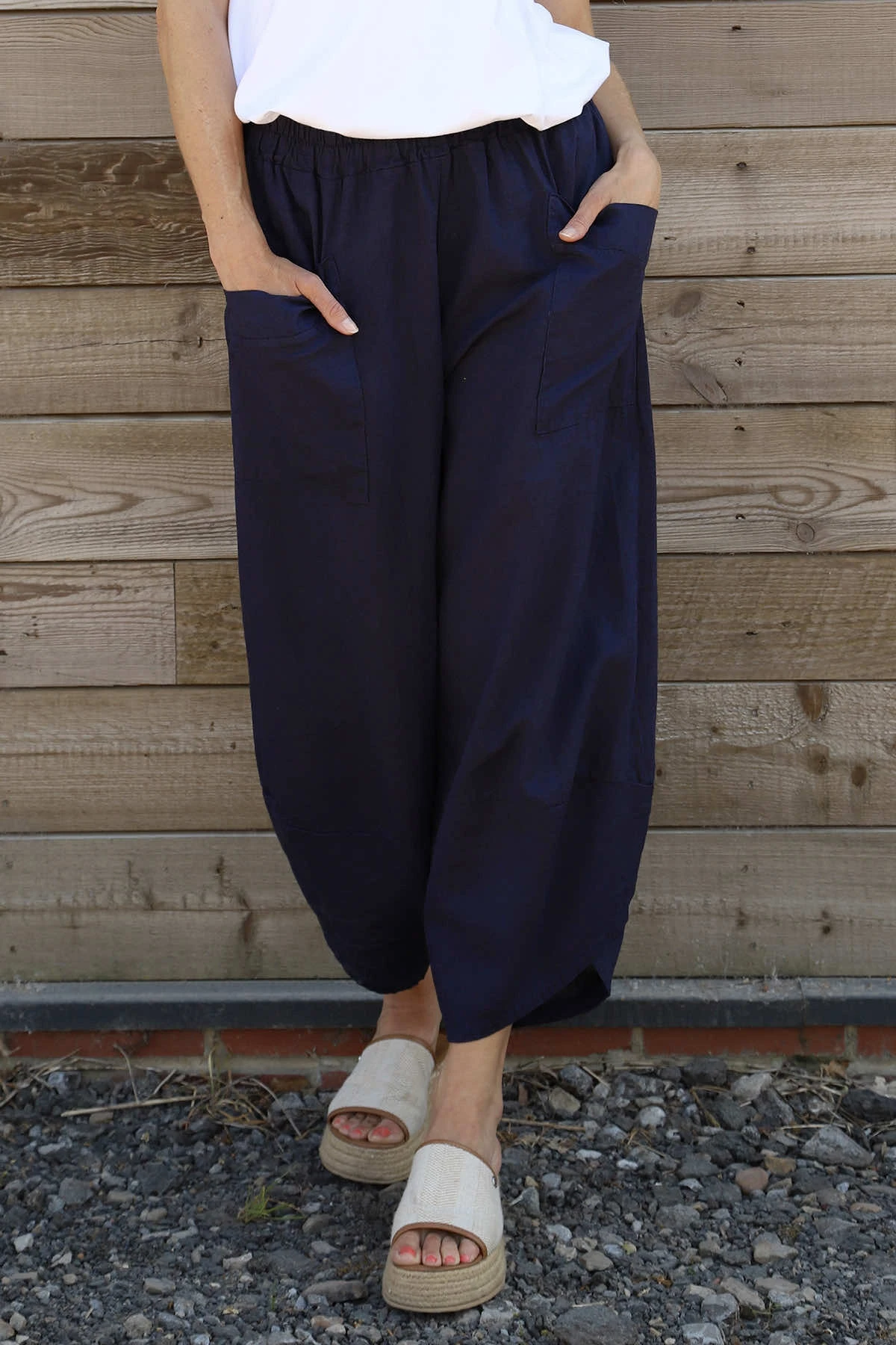 Primrose Linen Trousers Navy 5 Primrose Linen Trousers Navy - Image 3