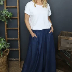 Trish Wide Leg Denim Trousers Dark Denim