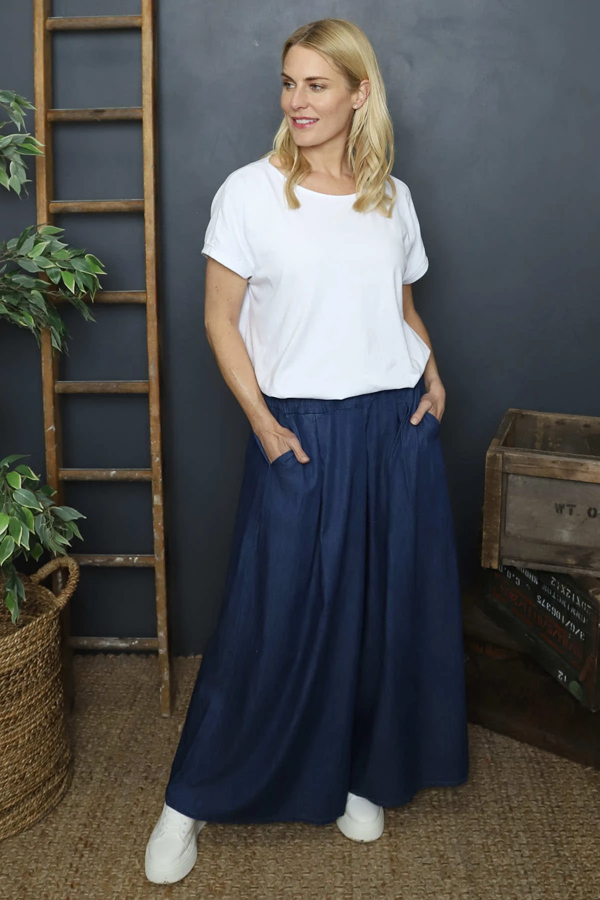 Trish Wide Leg Denim Trousers Dark Denim 3 Trish Wide Leg Denim Trousers Dark Denim