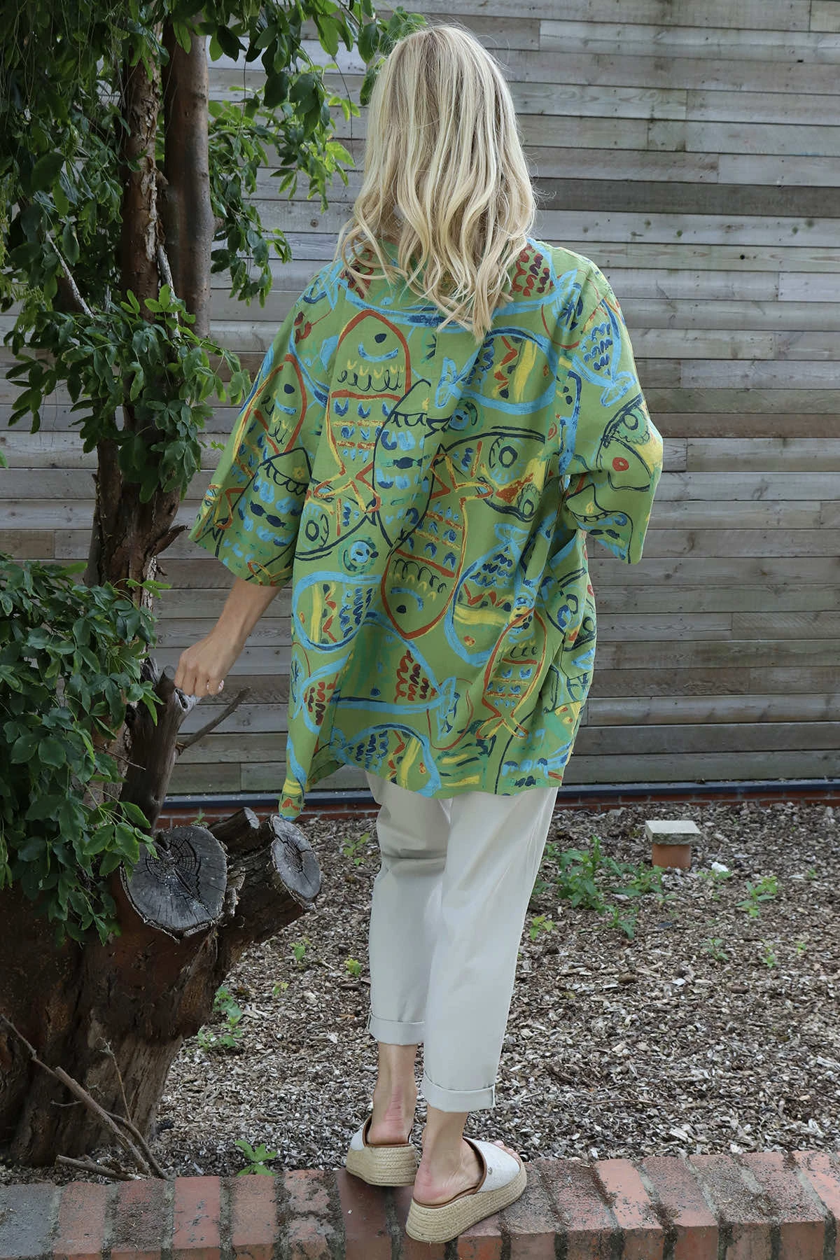 Pescare Print Linen Top Olive 6 Pescare Print Linen Top Olive - Image 4