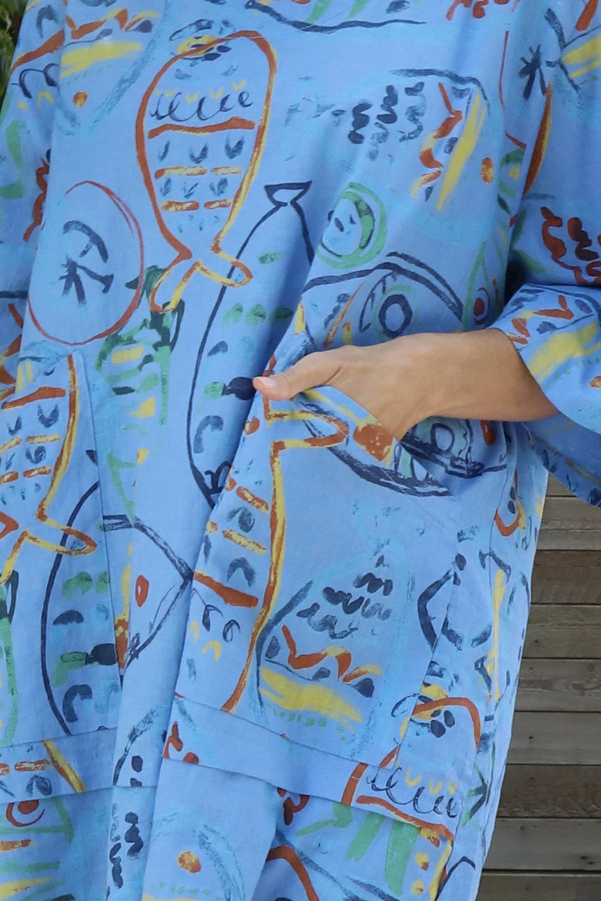 Pescare Print Linen Top Powder Blue 5 Pescare Print Linen Top Powder Blue - Image 3