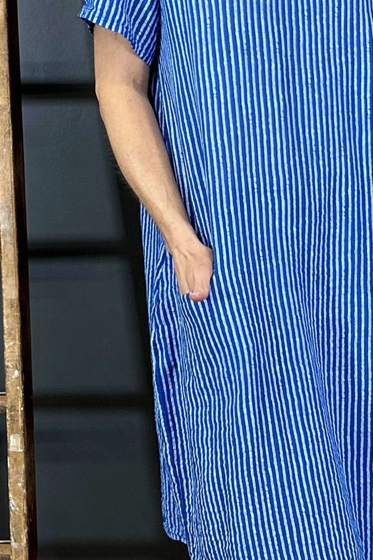 Phoebe Stripe Cotton Dress Cobalt 5 Phoebe Stripe Cotton Dress Cobalt - Image 3