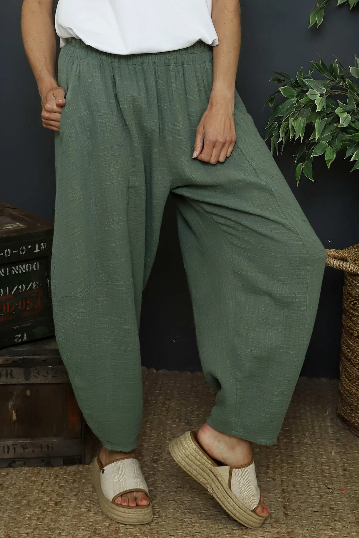 Ratana Cotton Trousers Khaki 4 Ratana Cotton Trousers Khaki - Image 2