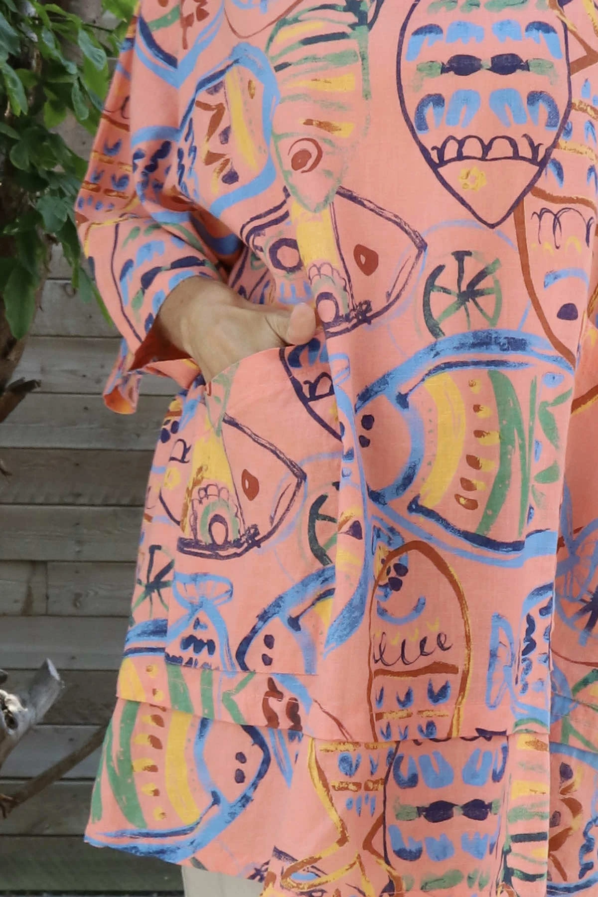 Pescare Print Linen Top Coral 5 Pescare Print Linen Top Coral - Image 3