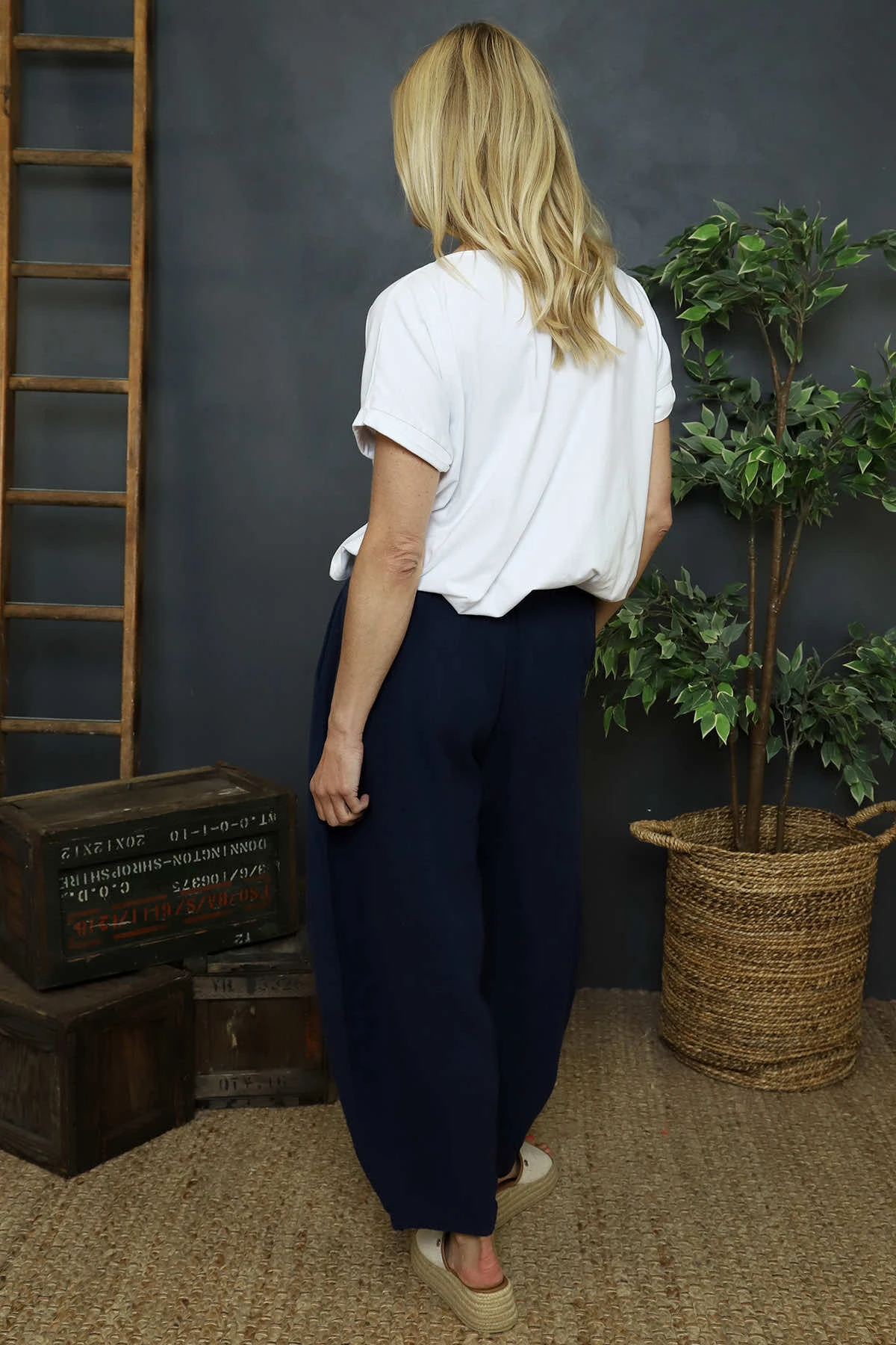Ratana Cotton Trousers Navy 6 Ratana Cotton Trousers Navy - Image 4