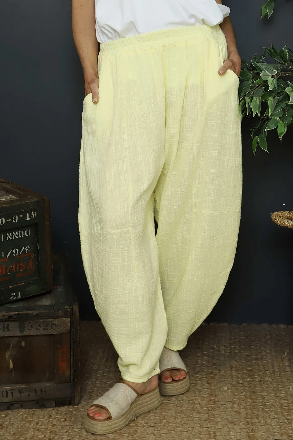 Ratana Cotton Trousers Yellow 4 Ratana Cotton Trousers Yellow - Image 2