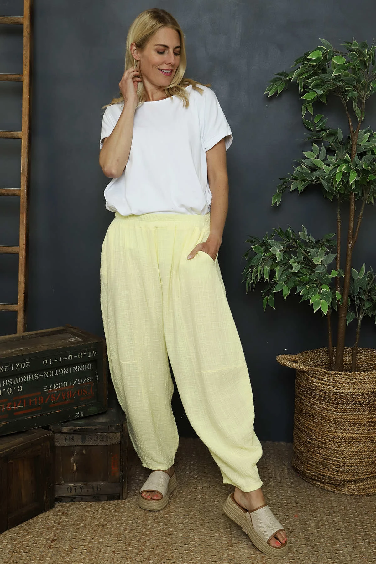 Ratana Cotton Trousers Yellow 3 Ratana Cotton Trousers Yellow