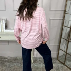 Frances Stripe Sweat Top Pink -Kitandkaboodal Store IMG 2825 cae5dfad b037 4fff 90a8 57428f3201db