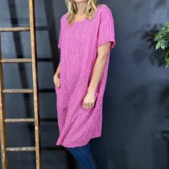 Phoebe Stripe Cotton Dress Fuchsia -Kitandkaboodal Store IMG 2833 6beeef17 ab62 4a2d 8b69 2aa83a864103