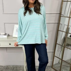 Frances Stripe Sweat Top Aqua -Kitandkaboodal Store IMG 2841 d429f6f3 9d63 4e12 b84f d5780b1503d5