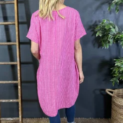 Phoebe Stripe Cotton Dress Fuchsia -Kitandkaboodal Store IMG 2852 72666c9a 262f 4170 b5f9 50232345a1a5