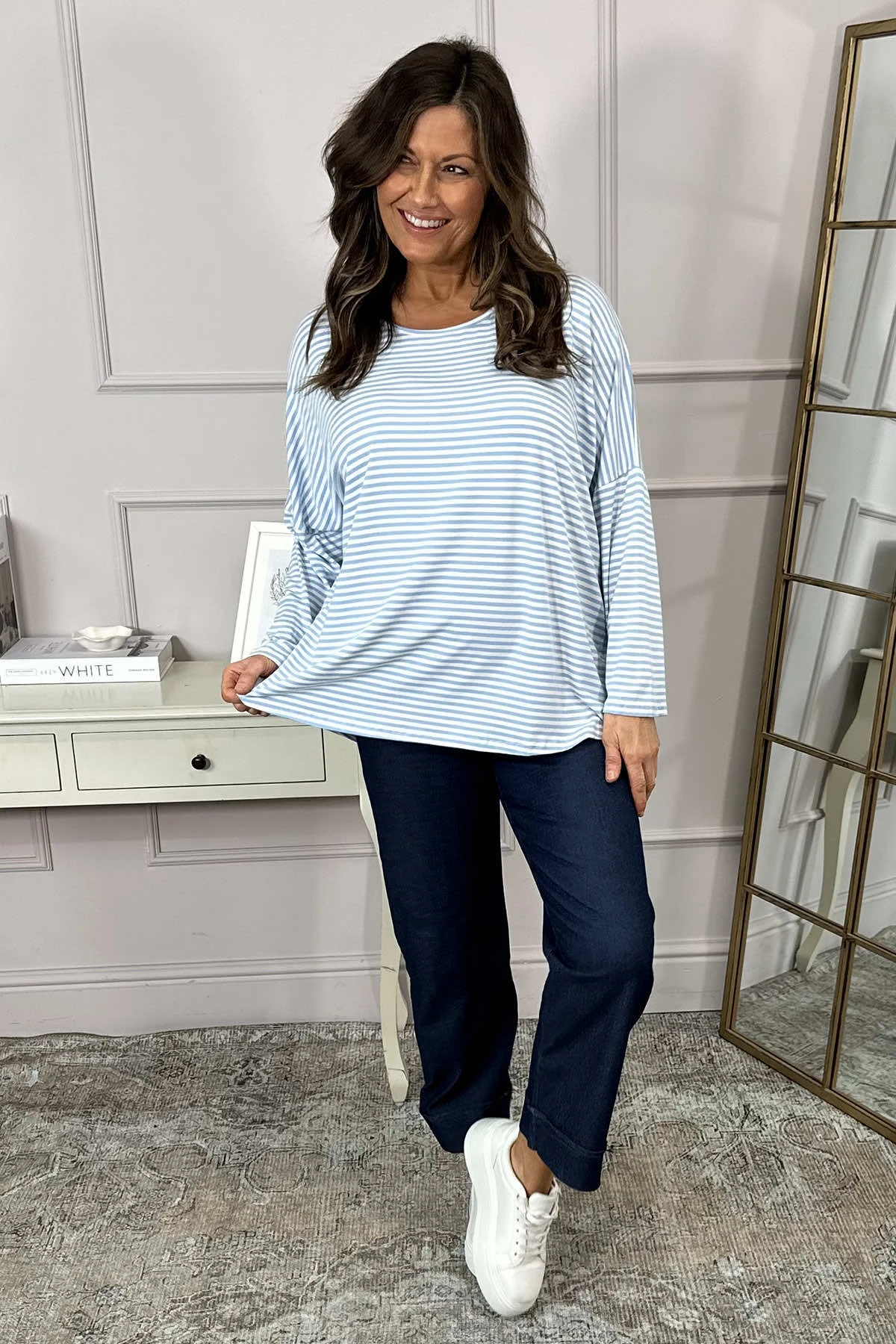 Frances Stripe Sweat Top Light Blue 3 Frances Stripe Sweat Top Light Blue