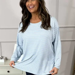 Frances Stripe Sweat Top Light Blue 7 Frances Stripe Sweat Top Light Blue -Kitandkaboodal Store IMG 2890 747ff34a 85ba 47a8 bfa8 75ce72038d59