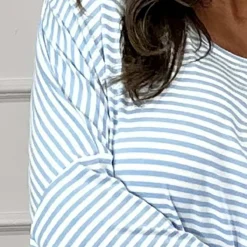 Frances Stripe Sweat Top Light Blue 8 Frances Stripe Sweat Top Light Blue -Kitandkaboodal Store IMG 2894 9670a505 a357 4a48 aeb1 f9d2b2dc28e7