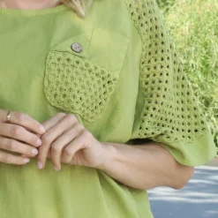 Kristiana Crochet Detail Linen Top Olive -Kitandkaboodal Store IMG 2907 bc507e5b 780d 4c6e 80e4 5cce429e314f