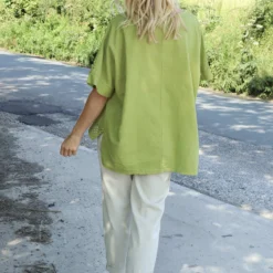 Kristiana Crochet Detail Linen Top Olive -Kitandkaboodal Store IMG 2925 4df355fc 46fc 4d49 9f68 65703de941a8