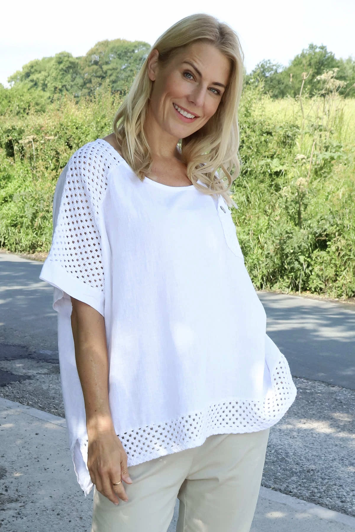 Kristiana Crochet Detail Linen Top White 4 Kristiana Crochet Detail Linen Top White - Image 2