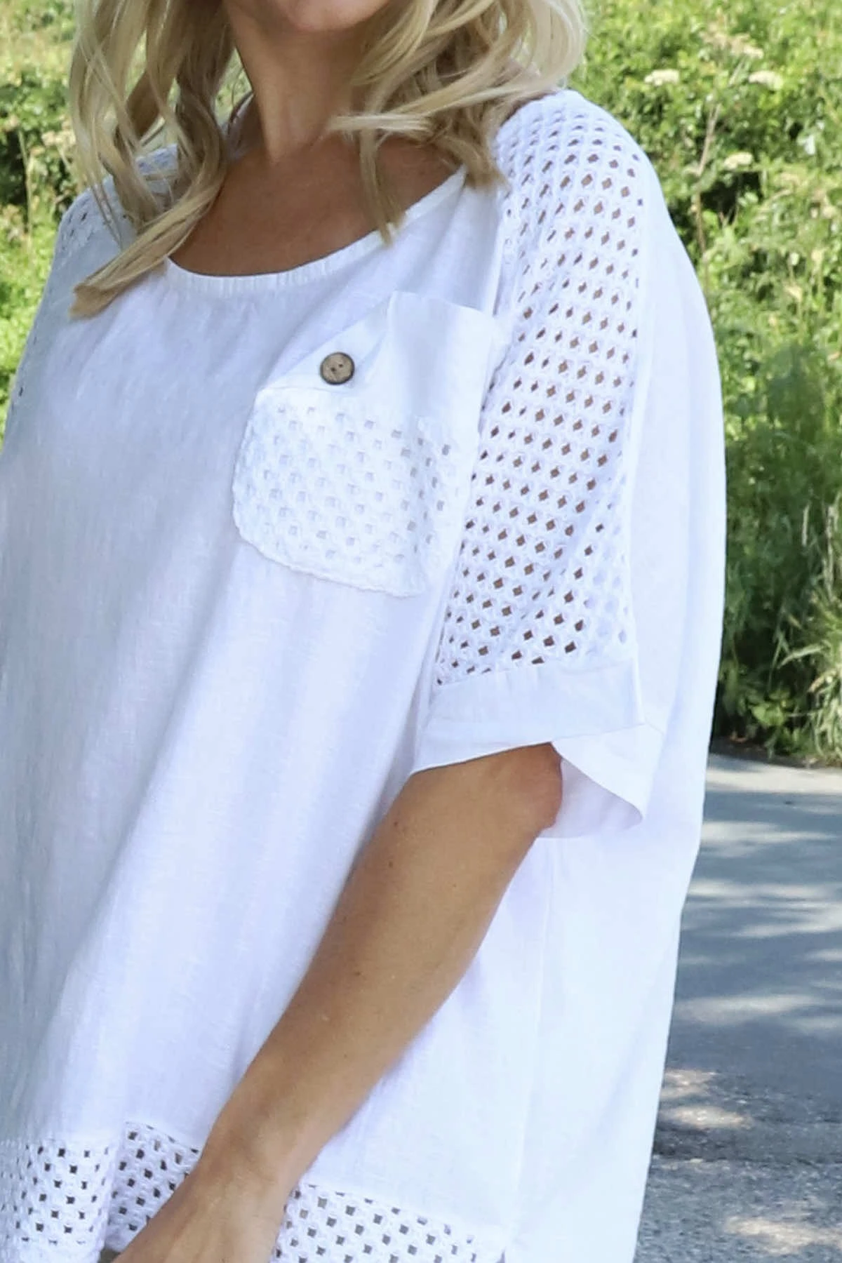 Kristiana Crochet Detail Linen Top White 5 Kristiana Crochet Detail Linen Top White - Image 3