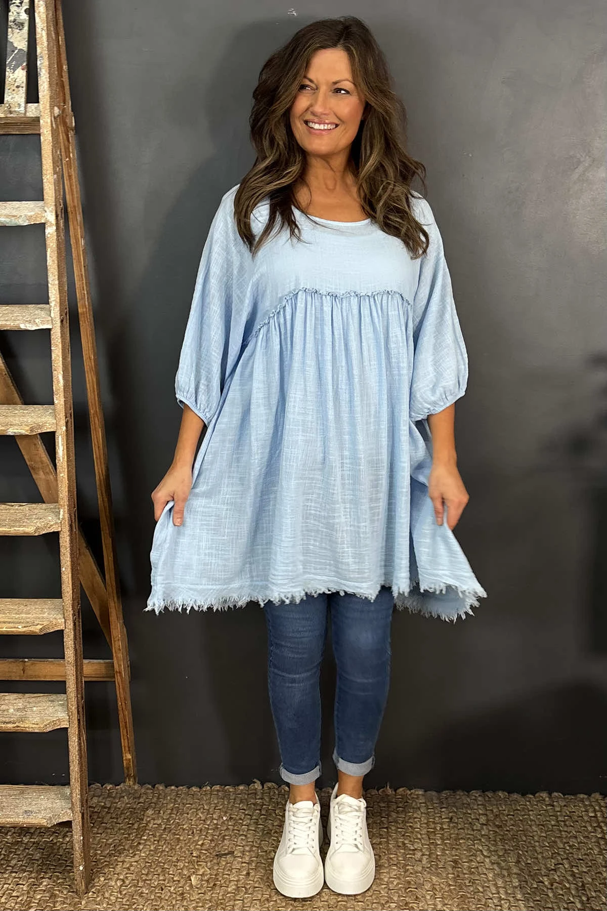 Kadenzia Cotton Tunic Light Blue 4 Kadenzia Cotton Tunic Light Blue - Image 2