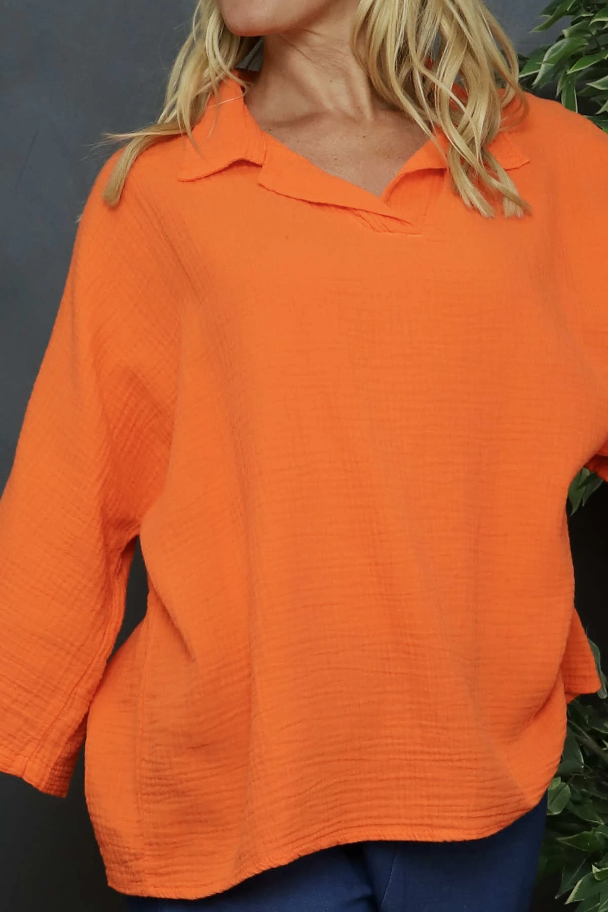 Marsha Crinkle Cotton Top Orange 5 Marsha Crinkle Cotton Top Orange - Image 3