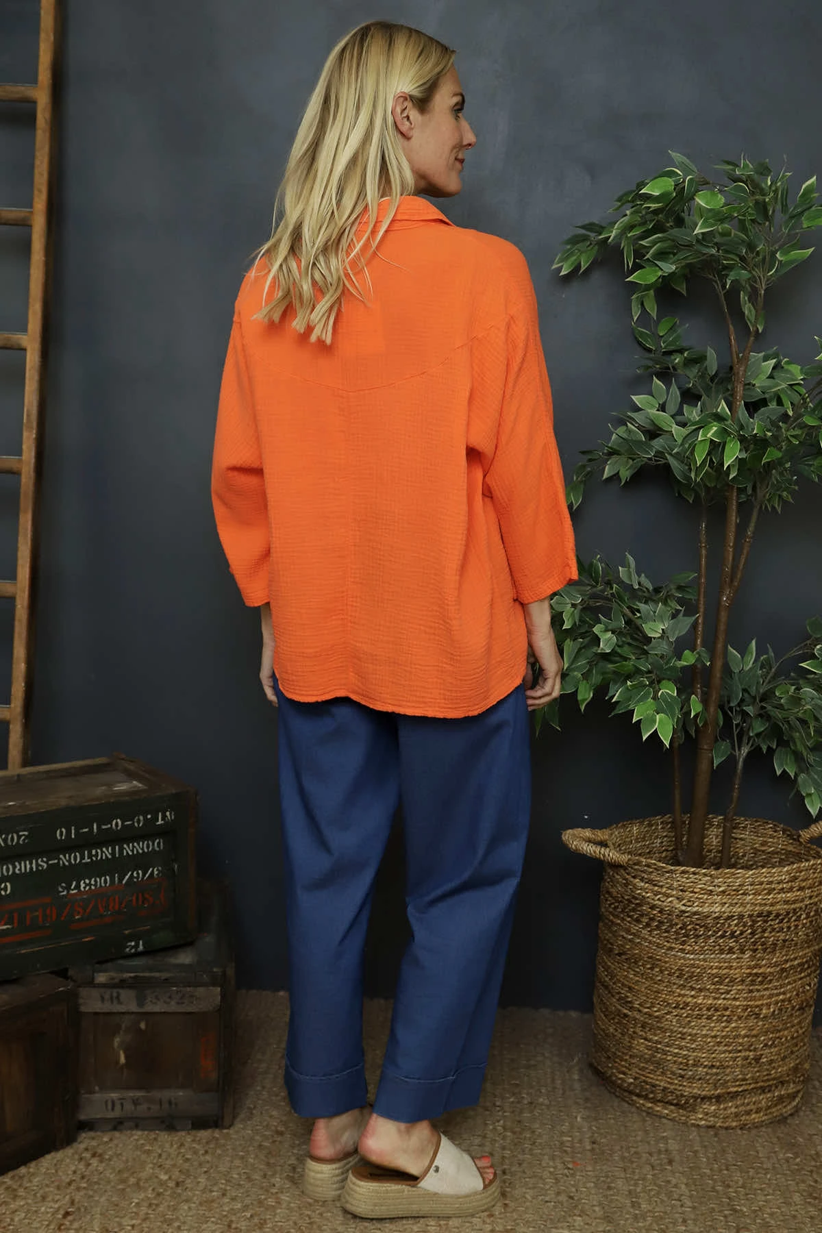 Marsha Crinkle Cotton Top Orange 6 Marsha Crinkle Cotton Top Orange - Image 4