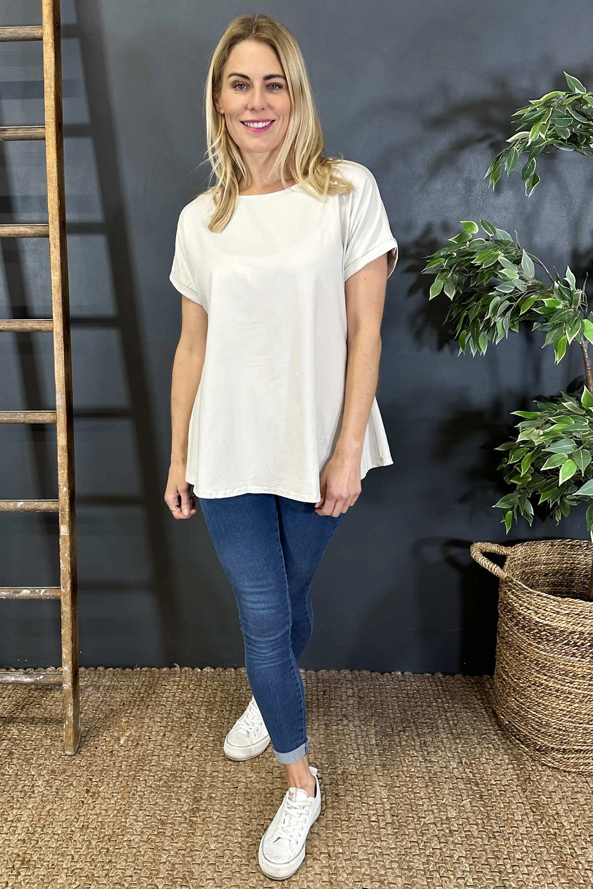 Genevieve Cotton Tee Stone 3 Genevieve Cotton Tee Stone