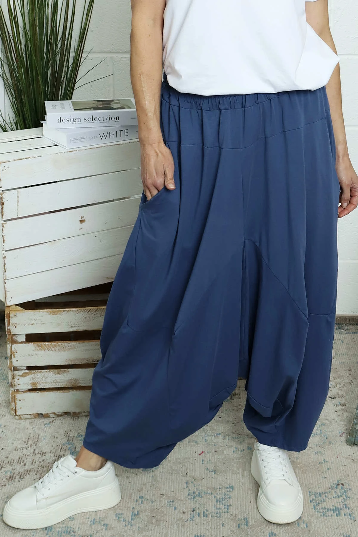 Janine Cotton Harem Trousers Blue 5 Janine Cotton Harem Trousers Blue - Image 3