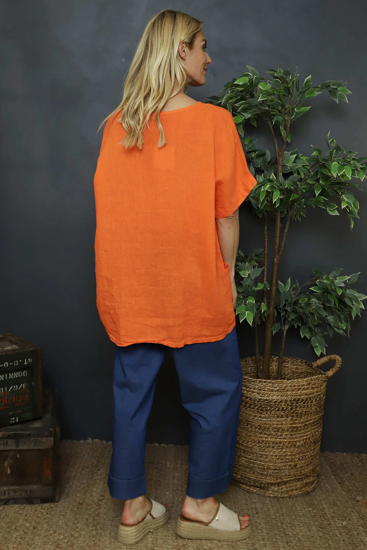 Beatrice Pocket Linen Top Orange 6 Beatrice Pocket Linen Top Orange - Image 4